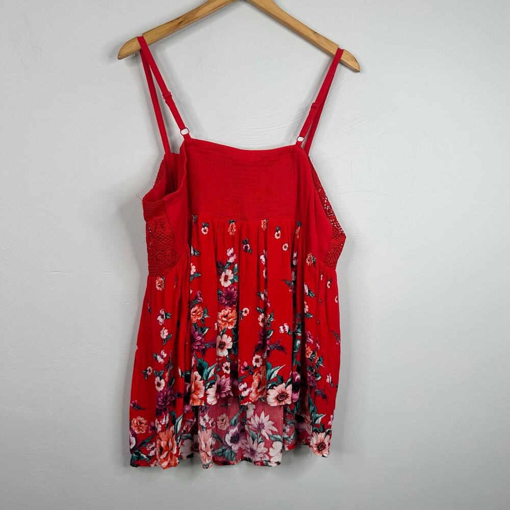 Torrid Crochet Ribbed Red Floral Cami - Picture 10 of 11